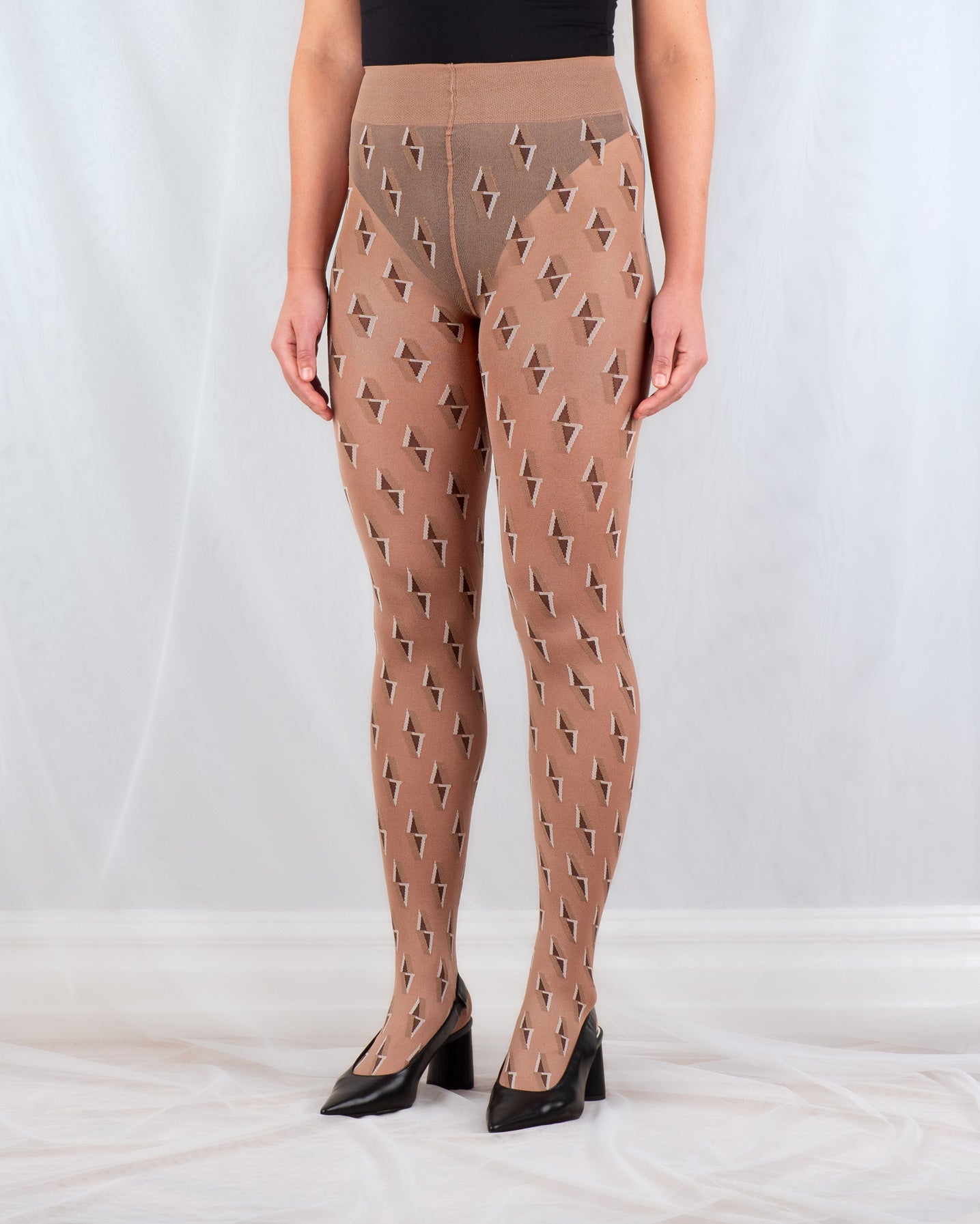 Nude Karligraphy Logo Embroidered Tights